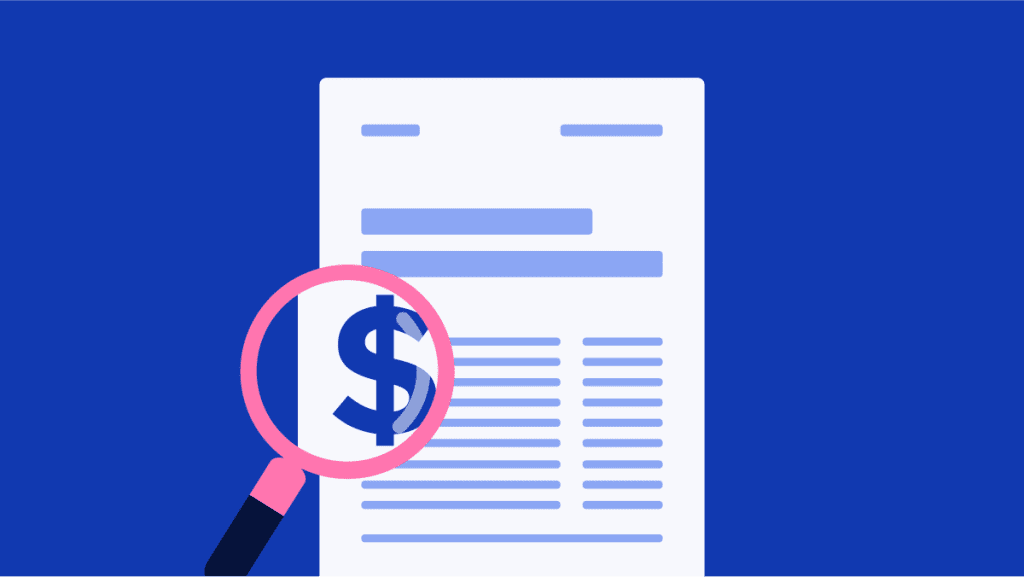 lupa sobre papel simulando folha de pagamento e escrutínio dos descontos